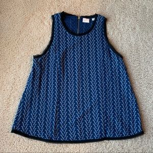 Anthropologie Blue & White Patterned Tank Top